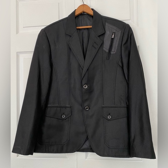 Mondo Other - Mondo Menswear Blazer Jacket Black Zipper Leather Accent New size X-Large